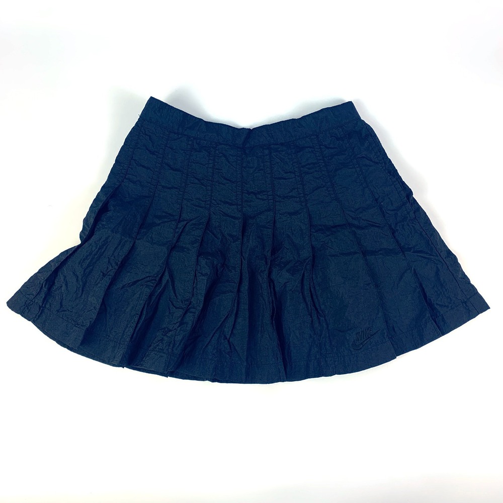 VTG Nike Tennis Skirt Sz S 8 Black Pleated Tonal Spell Out Athletic 80s 90s Side
